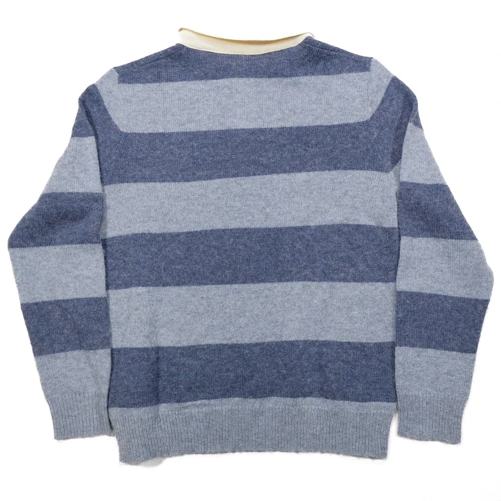 NWOT POLO RALPH LAUREN Men's Size L Blue Striped 100% Wool‎ Rugby Sweater Shirt